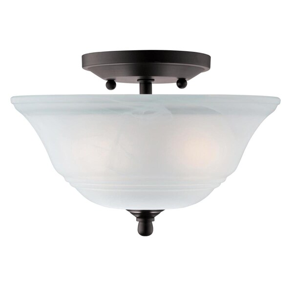 Westinghouse Fixture Ceiling SemiFlush-Mount 60W 2Lght Wensley 10.13In ORB White Alabstr 6622300 - main